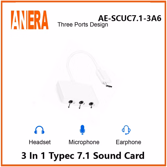 Adaptateur Audio externe 3 en 1, carte son USB Typec avec canal stéréo virtuel 7.1, offre spéciale